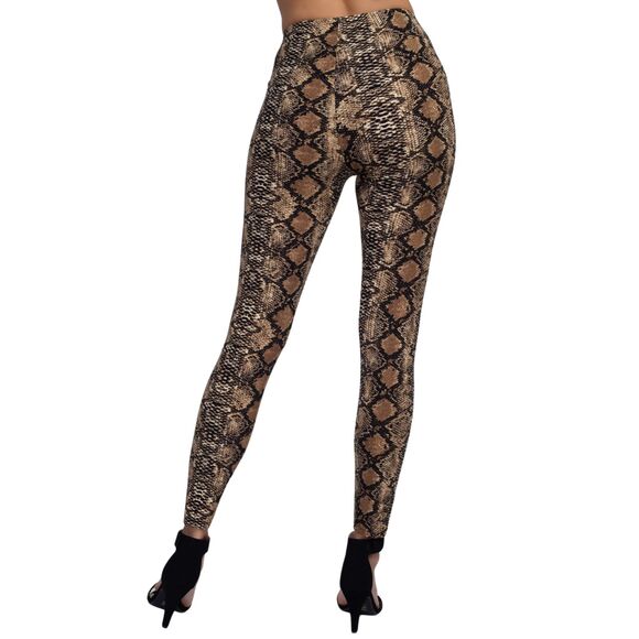 Womens Snakeskin Print Peach Skin Leggings Ultra Soft, Stretchy Full Length Fit - Picture 1 of 7